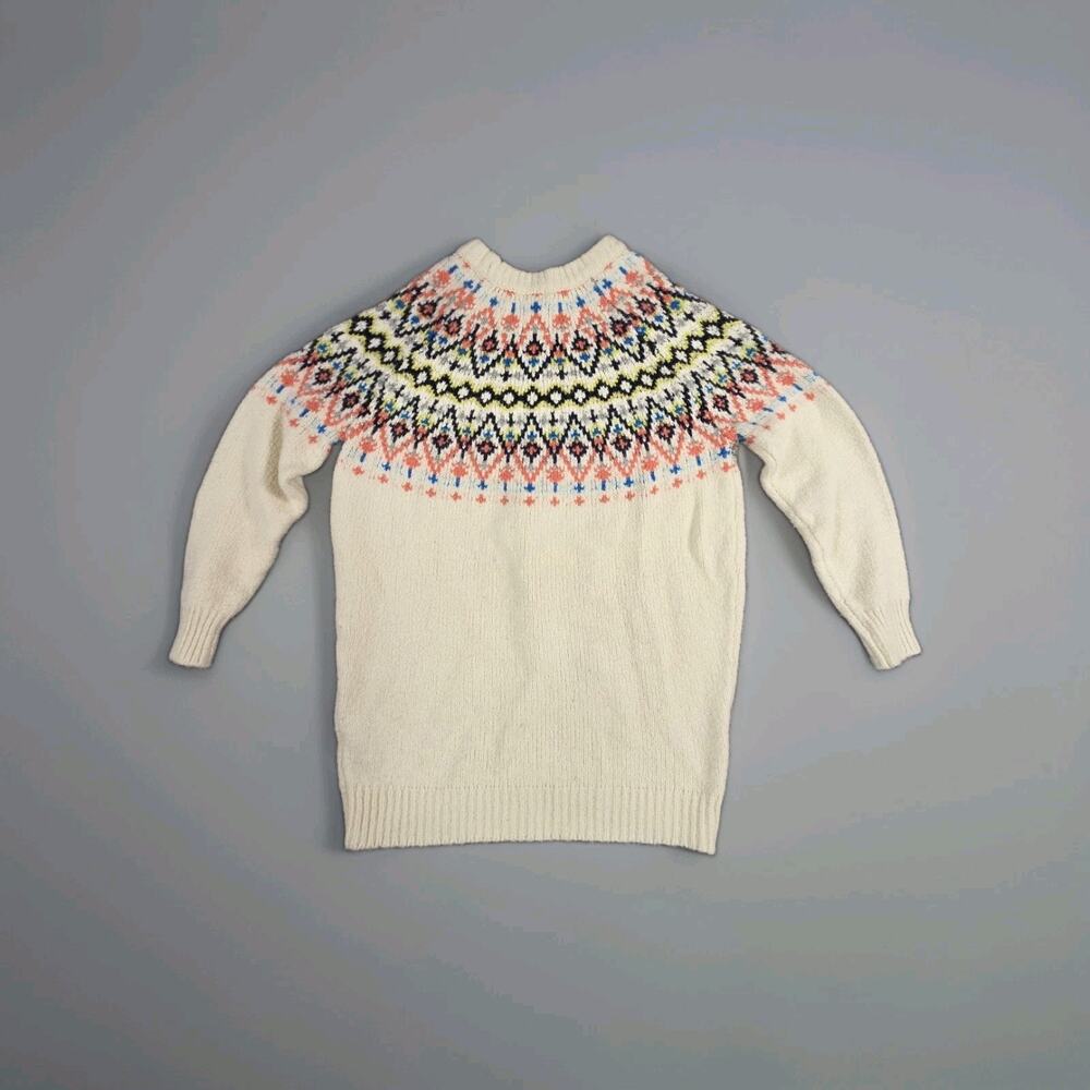 Aerie Oversized Womens Sz XS Fair Isle Knit Crewneck Sweater Bohemian Multicolor - Picture 8 of 9